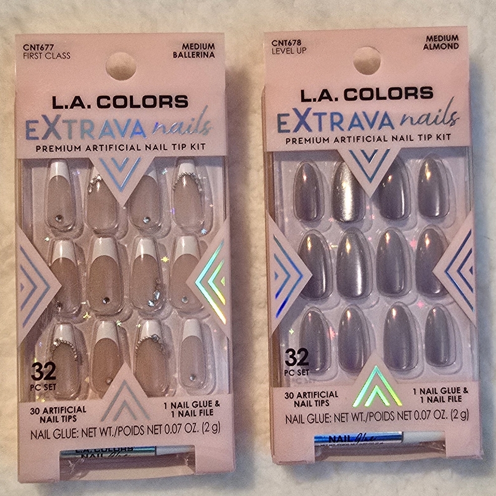 2 Packs L.A. Colors Extrava Nails Artificial Nail Tips - First Class & Level Up